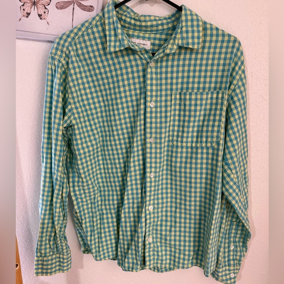 Other - 🧡15 for $20🧡 Free Assembly Green & blue Checkered Boys long sleeve shirt| XXL 18